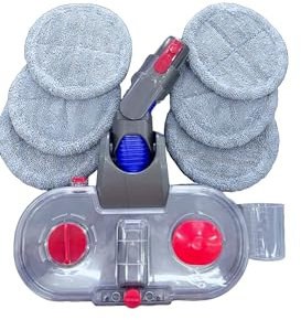 PIESSEONLINE - Mocio Lavapavimenti Compatibile per Dyson V7, V8, V10, V11, V15 - Lava e Aspira Contemporaneamente - Serbatoio Rimovibile con Pompa Erogazione Acqua - 6 Tappetini Lavabili Inclusi