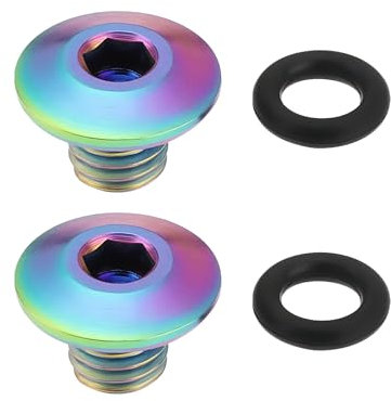 VGOL 2er-Set Fahrrad-Entlüftungsschraube O-Ring Ölkappenschraube für Geteilten Fahrradkörper TC4-Titanlegierung M5 X 10 Mm Schrauben Kompatibel mit Shimano XT SLX Zee Deore LX (bunt)