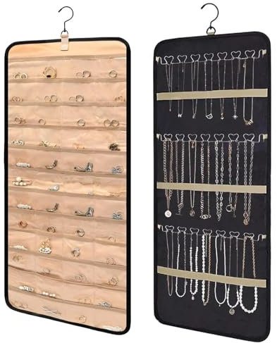 Tkxjry Porta Gioielli da Appendere, Porta Orecchini da Parete, Jewelry Storage Display Stand, Organizzatore di Gioielli da Appendere, Design bifacciale, Per Orecchini, Collana, Anello, Bracciale