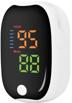 TopYart Saturimetro Da Dito Professionale Certificato, Pulsossimetro Misuratore Saturazione dell'Ossigeno nel Sangu, con Batteria e Display a LED per il Monitoraggio di SpO2 e Frequenza Cardiaca