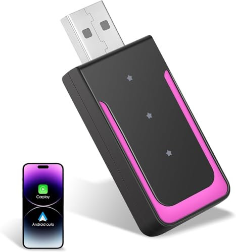 Gaethra Adattatore Wireless per Carplay e Android Auto, Plug & Play, USB C/USB A, Compatibile con iOS 10+/ Android 11+, Adatto per il veicolo che funziona con CarPlay/Android Auto, CZHZ02