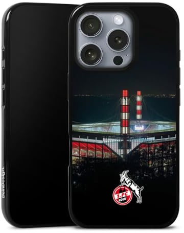 Silikon Hülle kompatibel mit Apple iPhone 16 Pro Case schwarz Handyhülle 1. FC Köln Stadion Offizielles Lizenzprodukt
