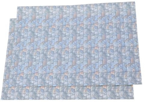 BEBEMOKO 2pcs Self Adhesive Dollhouse Wallpaper Diy Miniature Flooring Decor Brick Stone Pattern Miniature Brick for Scale Dollhouse Interior