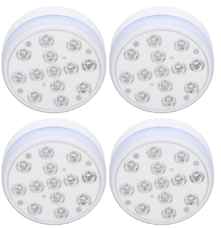LED Poolleuchten Taucherleuchten 4 Stück mit Magneten und Saugnäpfen | 13 energiesparende LED-Perlen, 40 Stunden Leuchtdauer, wasserdichtes Design für Pool und Whirlpool, Fernbedienung mit Timer