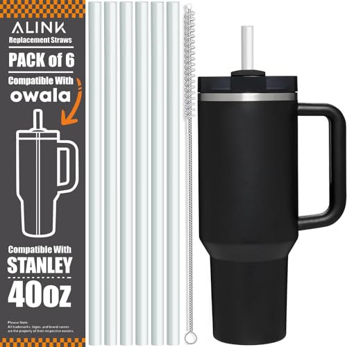ALINK 6 cannucce riutilizzabili per tumbler Stanley Adventure Travel Cannucce in plastica compatibili con 40 oz Stanley Tumbler-Klar