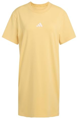adidas Women's Essentials 3-Stripes Tee Dress, Semi Ice Tangerine/White, M