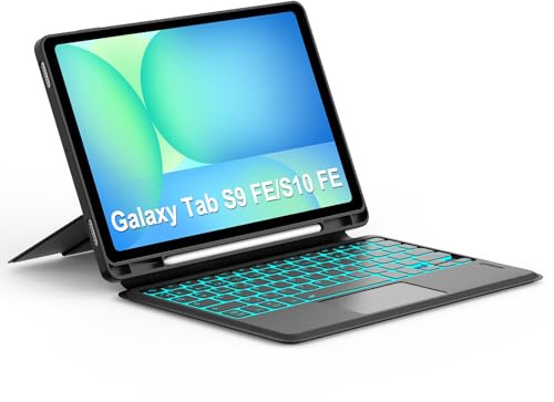 JADEMALL Clavier pour Samsung Tab S10 FE/S9 FE 10.9 avec Touchpad, AZERTY Français Clavier Détachable avec Pavé Tactile pour Samsung Tab S10 FE/S9 FE Book Cover Keyboard, Noir