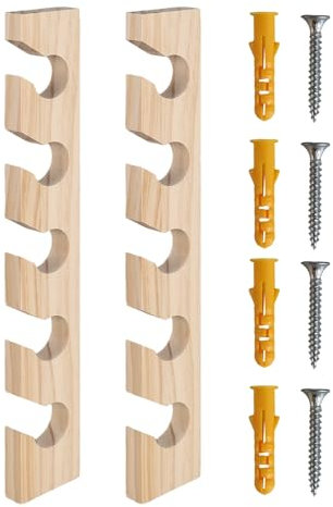 MiOYOOW Fishing Rod Holder, Horizontal Wall Mounted Fish Pole Rack Wood 5 Rods Storage Organizer for Outdoor Men Woman Boat Garage