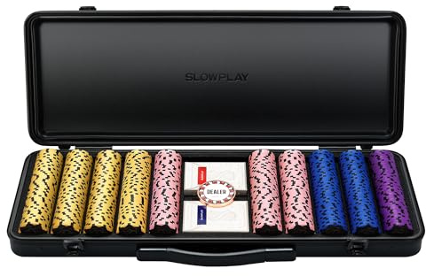 SLOWPLAY Nash Clay-Poker-Set, 14 g/40 mm Chips für Texas Hold’em | Black Gold Edition; 500 nummeriert (Core Set); Premium-Koffer mit PC-Schale; Clay-Verbundchips; Art-déco