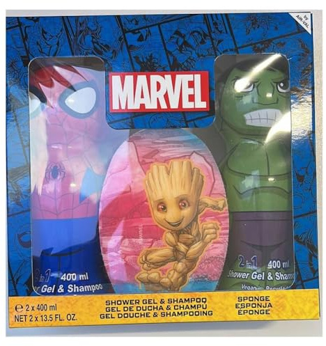 Marvel - Coffret Spider-Man & Hulk - Gel Douche & Shampoing 400 ml + Grande Eponge