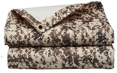 Bâche en Toile Épaissie 420g/m² Toile Oxford PVC Camouflage Très Résistante pour Le Camping en Plein Air(5X6M)