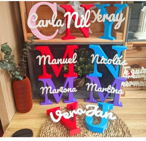 Personalisiertes Holzschild für Kinderzimmer, Wanddekoration, individuelle Initialen, 3D-Buchstabe, Familiennamenschild, Babyzimmer-Türschild für Jungen, Mädchen, Babyparty, individuelles Geschenk (18