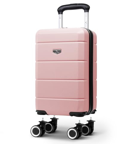 LUGG - Jetset 40cm Suitcase - 40x25x20cm- Ryanair Compatible - Underseat Size - Hard Shell ABS - Spinner & Removable Wheels - Lightweight Travel Luggage- Rose Gold