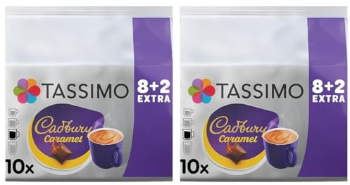 Tassimo Cadbury Caramel Hot Chocolate Pods x10 (Pack of 2, Total 20 Drinks) - Velvety Cocoa & Caramel Flavour