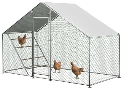 Jaxenor Freilaufgehege Hühnerstall mit Auslauf und Leiter, 3x1,5x2m, Hühnerstall mit Sicherheitsschloss, Hühnergehege mit Wasserdichter UV-Abdeckung, Hühnerauslauf für Geflügel, Vögel und Kleintiere