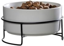 Ritzenhoff & Breker Taro Futternäpfe ø 14 cm 2er Set | Steingut-Hundenapf mit Napfhalter aus Metall | Napf-Set mit erhöhter Fressposition | Wasserschüssel 400 ml für kleine Vierbeiner | Grau