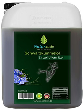 Naturzade Schwarzkümmelöl für Pferde & Hunde, 5 Liter, kaltgepresst mühlenfrisch direkt vom Hersteller