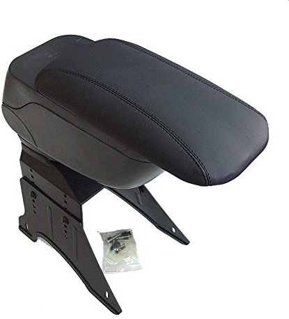 Bracciolo nero centrale universale per auto e furgoni per console centrale, con vano contenitore, porta bevande e coperchio scorrevole