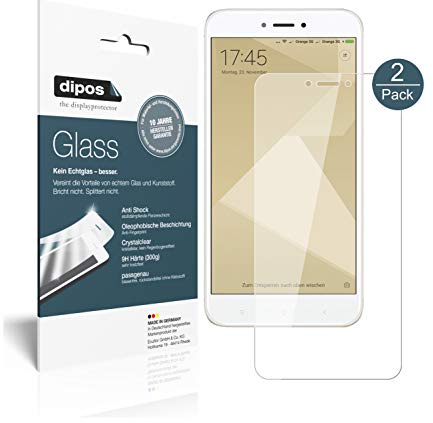 dipos I 2X Displayschutz klar kompatibel mit Xiaomi Redmi 4X Schutzfolie 9H Anti-Shock
