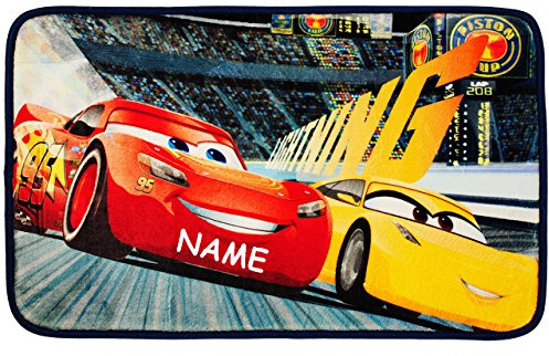 alles-meine.de GmbH 3 in 1: Bettvorleger/Badewannenvorleger/Duschvorleger - Cars - Evolution - Lightning McQueen/Auto - incl. Name - Teppich rutschfest, da unten Gummi..
