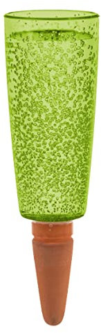 Scheurich Wasserspender Copa XXL | 1x Grün | 1000 ml Füllmenge | Bewässerungskugel klein mit Ton Fuß | Wasserspender Pflanzen und Blumen Terrakotta Stiel