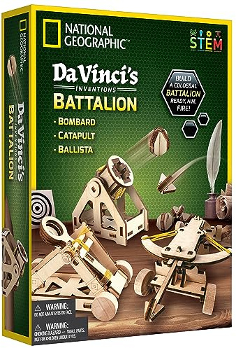 National Geographic Da Vinci Model Kit - Catapult Kit for Kids, 3D Puzzle Building Toy for Boys and Girls, Wood Building Kit for Kids, A Great STEM Project, Engineering Model Kit
