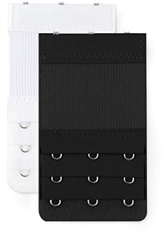 sourcing map BH Verlängerung Elastisch Haken Erweiterung 3 Reihen (2/3/4 Haken) für Damen Weiß+Schwarz