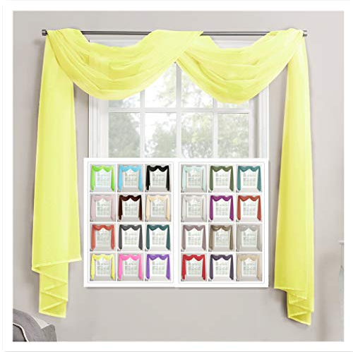 Megachest, maßgeschneiderter Voile-Querbehang, 26 Farben zur Auswahl, Voile Polyester, gelb, 57X197(145cmX500cm)
