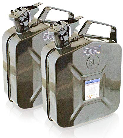 BITUXX® Stahl Benzinkanister Kraftstoffkanister Kanister UN Zulassung (2x 5 Liter)