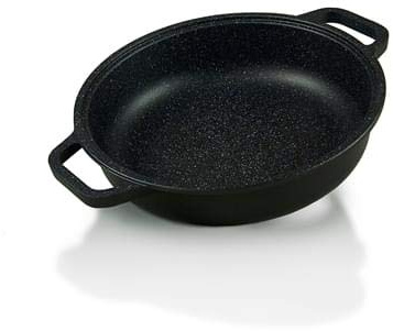 Risoli Tegame in Alluminio pressofuso con Due Maniglie con presine, Linea Black Plus, diam. 20cm