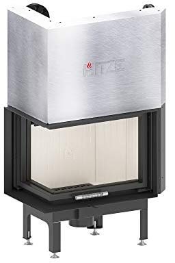 Hitze Kamineinsatz Albero 9 mit Glasscheibe in Dekor Druck (Linke L-Form, hochschiebbar)