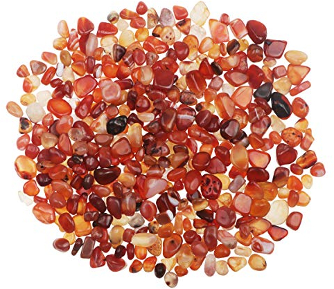 YiYa Rot Achatstein Schotter Edelstein natürlicher Kristallquarz verwendet für Hauptdekoration Vase Füller Schwimmbad Topfpflanze Dekoration(ca. 310 g/Beutel)