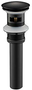 Aqua Bagno | Solo Ablaufgarnitur Schwarz Matt für Waschbecken mit Überlauf, Pop-Up Ventil, genormtes Einbaumaß