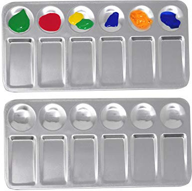 Honbay 2PCS Rectangle Metal Paint Mixing Palette Artist Paint Tray DIY Craft Professional Art Painting
