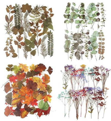 NogaMoga 80 Stück Pflanzen Stickers, Große Scrapbook Aufkleber Eukalyptus Ahornblatt Gypsophila PET Transparente Sticker Set Wasserdichte Dekorative Aufkleber für DIY, Geschenke, Tagebuch, Karten