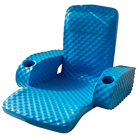 TRC Recreation Folding Baja Chair Foam Swimming Pool Float, Portable Super Soft Floating Lounger with 2 Cup Holders for Beach Essentials, Bahama Blue