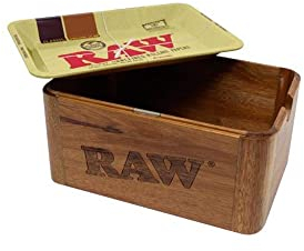 RAW Cache-Box Mini mit Tablett Abdeckung WOODEN CACHE BOX MINI - 17,5 x 12,5 x 8,5 cm Beige