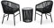 vidaXL Bistroset 3-TLG. mit Kissen Balkonset Gartenmöbel Sitzgruppe Balkonmöbel Garnitur Gartenset Beistelltisch 2 Stühle PE Rattan Schwarz