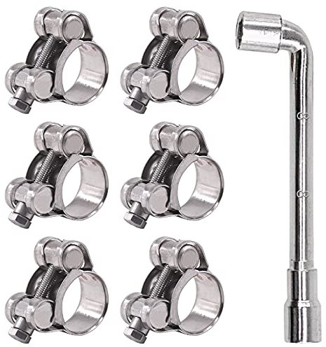 Glarks 6Pcs 20-22mm T-Bolt Hose Clamps 304 Stainless Steel Heavy Duty Ear Clamp Tube Clamp Adjustable Pipe Clamps for 0.8''-0.9'' Dia Range Hose (20-22MM)
