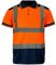 MyShoeStore Hi Viz Vis High Visibility Polo Shirt Reflective Tape Safety Security Work Button T-Shirt Breathable Lightweight Double Tape Workwear Top (Orange/Navy Short Sleeve, 3XL)