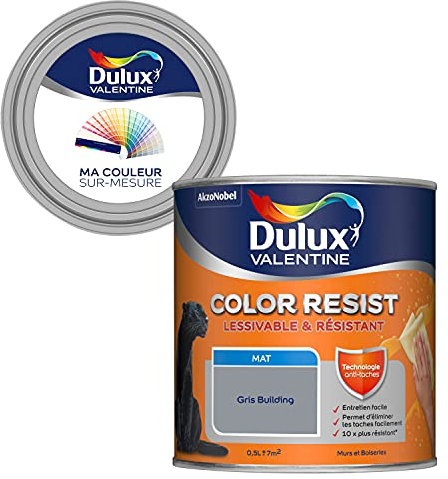 Ma Couleur Sur-Mesure par Dulux Valentine – Peinture Intérieure Murs, Plafonds, Boiseries - Palette Sens, Pièce à Vivre Mat, Gris Building, 0,5 L