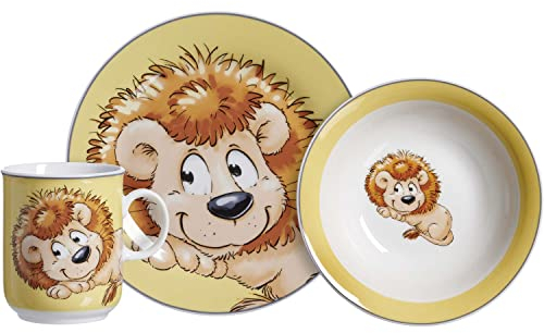 Ritzenhoff & Breker Juego infantil Happy Zoo - Leo el león, 3 piezas, Vajilla, Porcelana