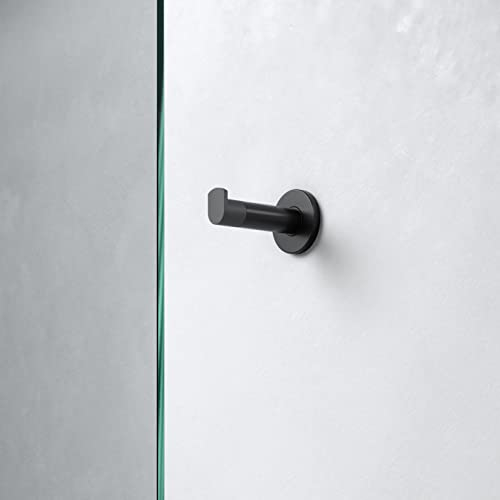 KEUCO Handtuchhaken aus Metall, schwarz matt pulverbeschichtet, rund, für Badezimmer und Gäste-Toilette, Wandhaken für Handtücher und Bademäntel, Plan Black Selection