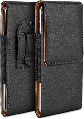 moex Plug Case for Apple iPhone 12 mini Case with Belt Clip, Mobile Phone Belt Bag, PU Leather, Mobile Phone Case for Inserting, Leather Case Belt Protective Case, Slip Case, Black