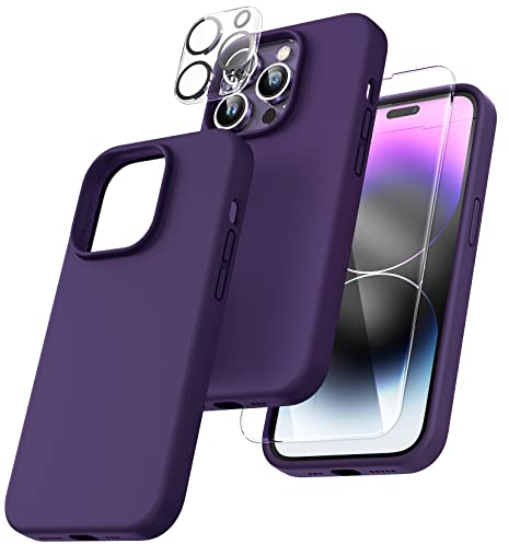 TOCOL Silicone for iPhone 14 Pro Max Case 6.7-Inch, Liquid Silicone Multi-Color Slim Silky-Soft Touch Anti-Scratch Shockproof Protective Phone Cover, Midnight Purple