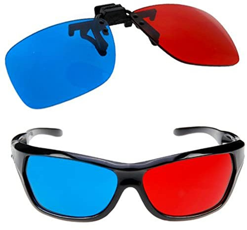 Gafas en 3D, Azul Rojo 3D Video Virtual anteojos Anaglyph con anteojos con Lentes de Clip para Cine en casa Anaglyph Gafas 3D Gafas de visión 3D, Gafas Azules Rojos, Gafas 3D 3D, Cine 3D