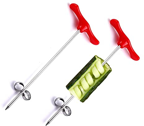 2 pezzi Taglierina a spirale per patate, manuale in acciaio inox, taglierina a spirale per patate twist Creativo Potato Twister, carota cetriolo ravanelli frutta a spirale