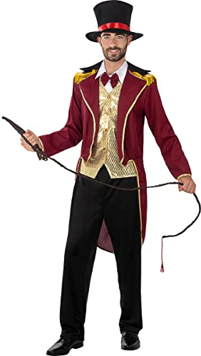 Funidelia | Disfraz Domador para hombre Domador, Circo, Original y Divertido - Disfraz para adultos y divertidos accesorios para Fiestas, Carnaval y Halloween - Talla M - Rojo