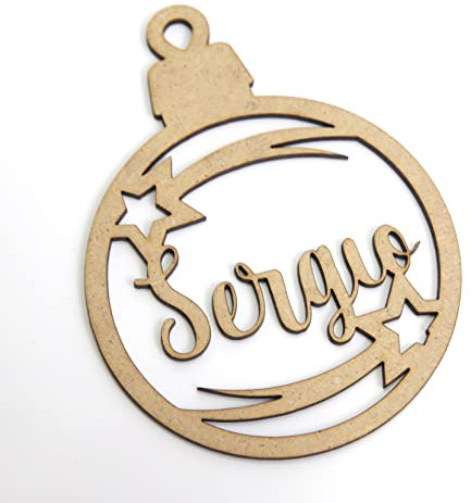 Weihnachtskugeln aus Holz, personalisiert mit Namen, Weihnachtsschmuck, Christbaumschmuck (Modell 3)
