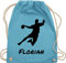 Turnbeutel Rucksack - Geschenke Handball Zubehör - Handballer Silhouette mit Name - Unisize - Hellblau - für tasche personalisiertes beutel turnsack stoffbeutel sportbeutel turnsackerl